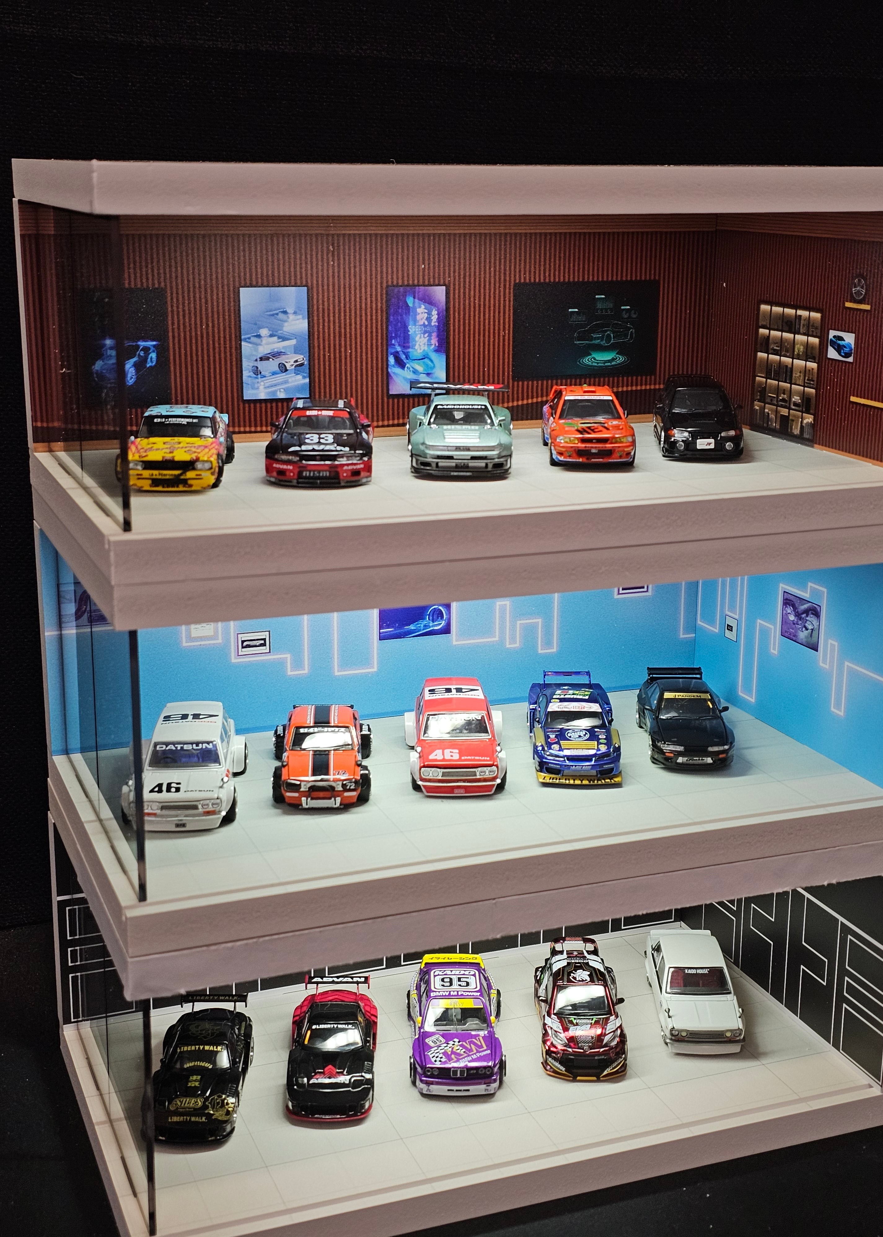 Light up garage for 1:64 cars (choose background colour)